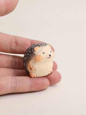 The Round Hedgehog: Hand-Carved Wooden Figurine - Artisan Animal Sculpture for Monitor & Desk Decor