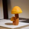 The Enchanted Fungi: Hand-Carved Wooden Mushroom Duo - Whimsical Forest Art for Creative Desks