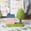 The Cozy Cottage: Hand-Carved Wooden Fairy Tale Cabin with Tree – Whimsical Desktop Decor