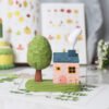 The Cozy Cottage: Hand-Carved Wooden Fairy Tale Cabin with Tree – Whimsical Desktop Decor