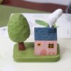 The Cozy Cottage: Hand-Carved Wooden Fairy Tale Cabin with Tree – Whimsical Desktop Decor