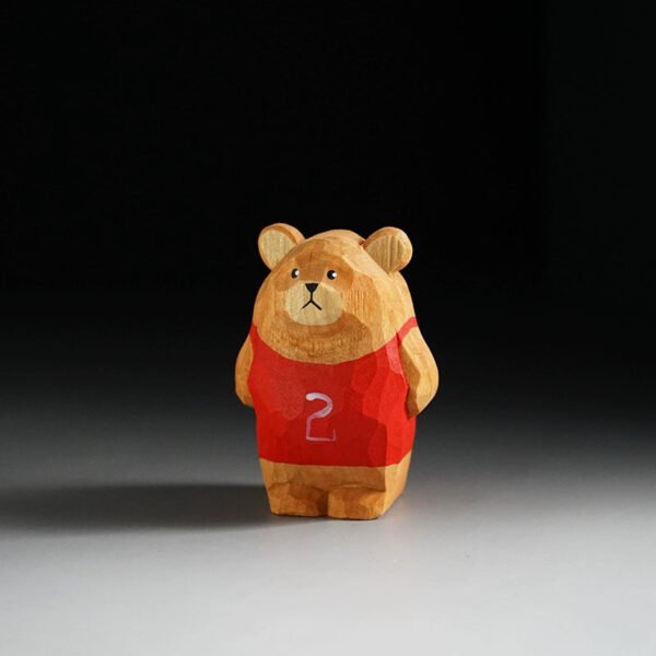 Sporty Bear Squad - Hand-Carved Wooden Athletes for Vibrant Desk & Car Decor