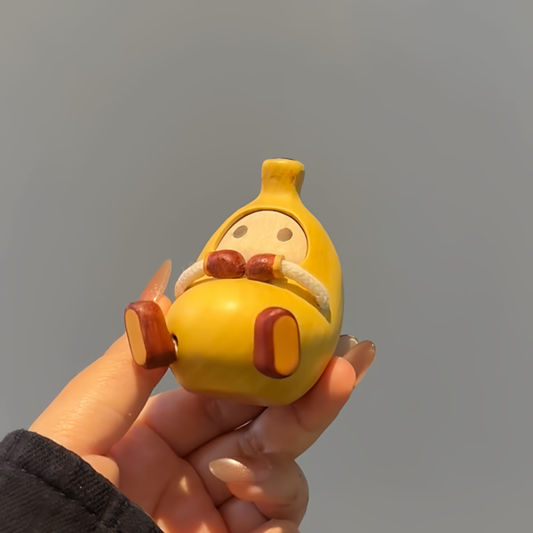 A-Peel-ing Zen: Hand-Polished Solid Wood Banana Man Figurine - Creative Living Room & Desktop Decor