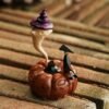 The Traveler’s Dream: Hand-Carved Pumpkin & Ghost Fantasy Sculpture - High-End Solid Wood Desktop Art