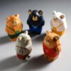 Sporty Bear Squad - Hand-Carved Wooden Athletes for Vibrant Desk & Car Decor