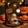 The Studious Spirit: "Reading Ghost" Night Light – Cute Halloween Desktop Decor