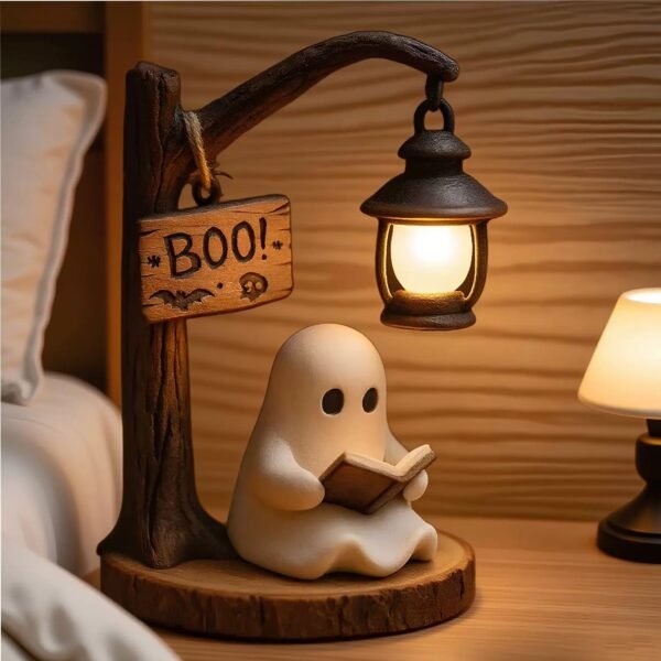 The Studious Spirit: "Reading Ghost" Night Light – Cute Halloween Desktop Decor