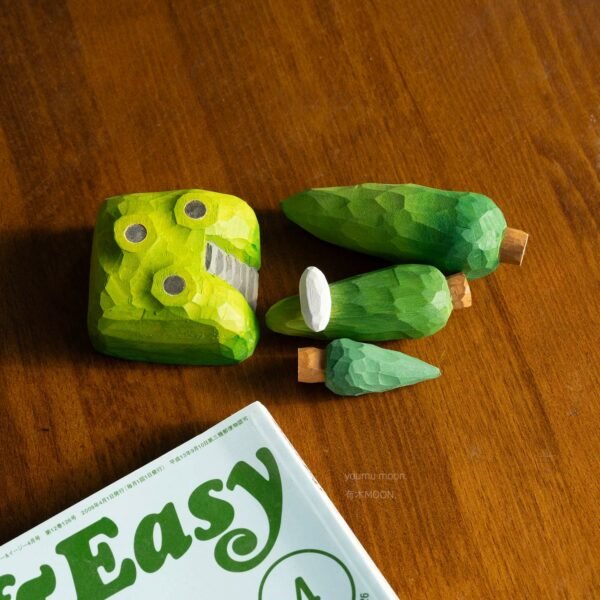 The Silent Forest Path: Hand-Carved Wooden Miniature with Stone Steps - Literary Zen Desktop Scenery