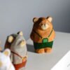 Sporty Bear Squad - Hand-Carved Wooden Athletes for Vibrant Desk & Car Decor