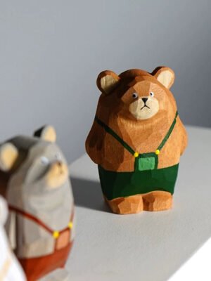 Sporty Bear Squad - Hand-Carved Wooden Athletes for Vibrant Desk & Car Decor