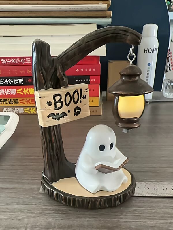 The Studious Spirit: "Reading Ghost" Night Light – Cute Halloween Desktop Decor