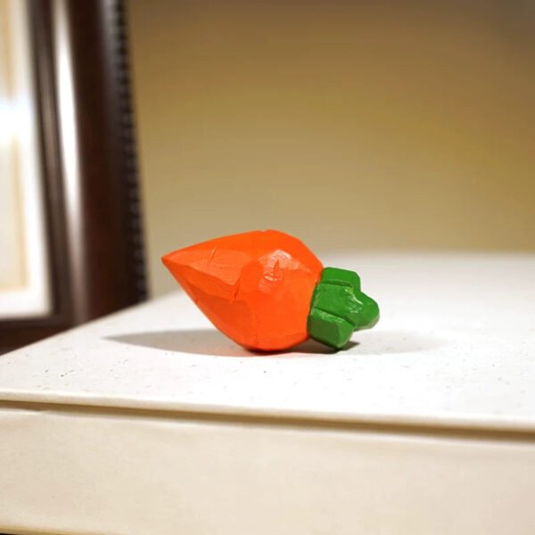 The Woodland Bunny & Carrot Duo: Hand-Carved Wooden Rabbit Figurine - Creative Desktop Companion & Easter Gift