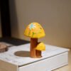 The Enchanted Fungi: Hand-Carved Wooden Mushroom Duo - Whimsical Forest Art for Creative Desks