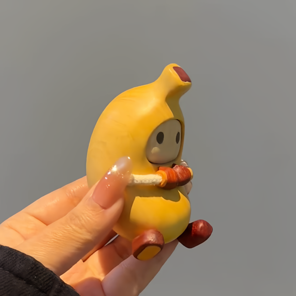 A-Peel-ing Zen: Hand-Polished Solid Wood Banana Man Figurine - Creative Living Room & Desktop Decor