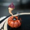 The Traveler’s Dream: Hand-Carved Pumpkin & Ghost Fantasy Sculpture - High-End Solid Wood Desktop Art