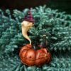 The Traveler’s Dream: Hand-Carved Pumpkin & Ghost Fantasy Sculpture - High-End Solid Wood Desktop Art