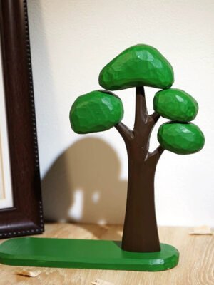 The Whimsical Forest: Hand-Carved Miniature Wooden Trees – Cotton candy big green tree (green)