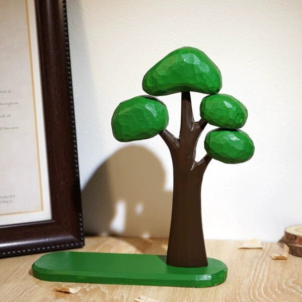 The Whimsical Forest: Hand-Carved Miniature Wooden Trees – Cotton candy big green tree (green)
