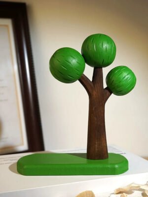 The Whimsical Forest: Hand-Carved Miniature Wooden Trees – Big green tree