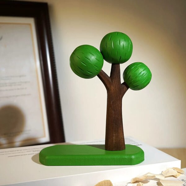 The Whimsical Forest: Hand-Carved Miniature Wooden Trees – Big green tree