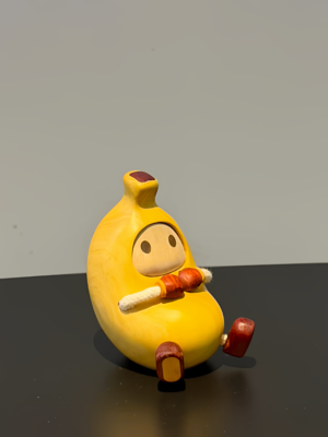 A-Peel-ing Zen: Hand-Polished Solid Wood Banana Man Figurine - Creative Living Room & Desktop Decor