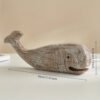 The Ocean’s Whisper: Hand-Carved Vintage Wooden Whale Sculpture - Elegant Seaside Decor for Bookshelves & TV Cabinets